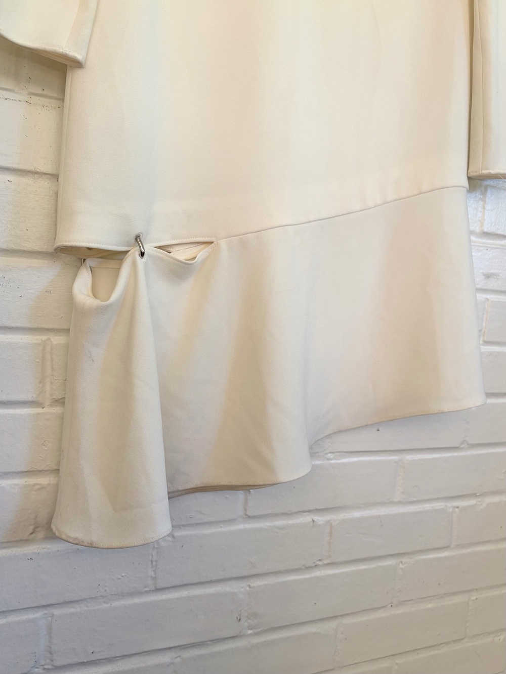 Tibi Triacetate Shift Dress w/ Detachable Asymmetrical Hem, Ivory, SZ 0 NWT - Picture 5 of 12
